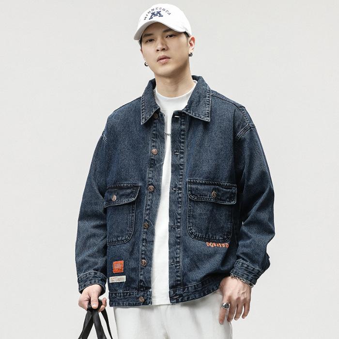 

Весенняя японская мода ретро джинсовая куртка повседневная свободная большого размера куртка для толстых мужчин высокого класса 5XL синий