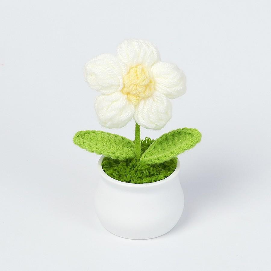 Hand-Knitted Wool Fake Flowers Set: Sunflower, Carnation, Tulip - Desktop Decor, Teacher/Student Gift, Everlasting Bouquet