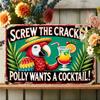 Brand Metal Parrot Wall Sign - Fun Aluminum Bar Decor with "Never Mind the Cookies" Quote - Vintage Retro Cocktail Home Decor