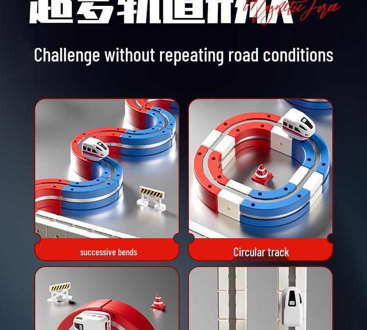 Children's Magnetic Building Blocks Track Car & Cube DIY Electric Train Toy