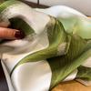 Niche design sense ginkgo silk scarf women's spring fashion mulberry silk scarf versatile and simple 53 small silk scarf