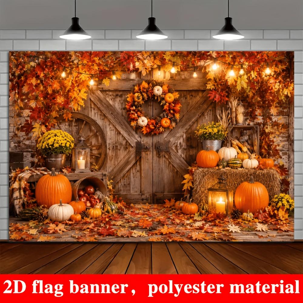 1 piece of 2D flag autumn harvest thanksgiving theme background including pumpkinszyc