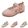 Children Round Toe Ballet Flat Shoes with Adjustable Strap and Decorative Bow Slip On Lightweight Comfortable Soft Sole Casual Footwear