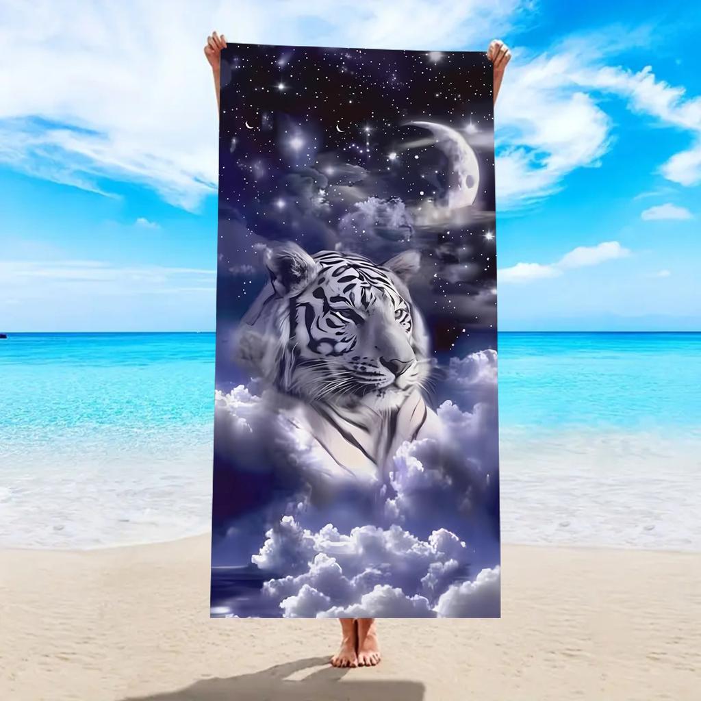 1pc Ocean element beach towel, dolphin animal print ultra-fine fiber quick drying absorbent large beach towel