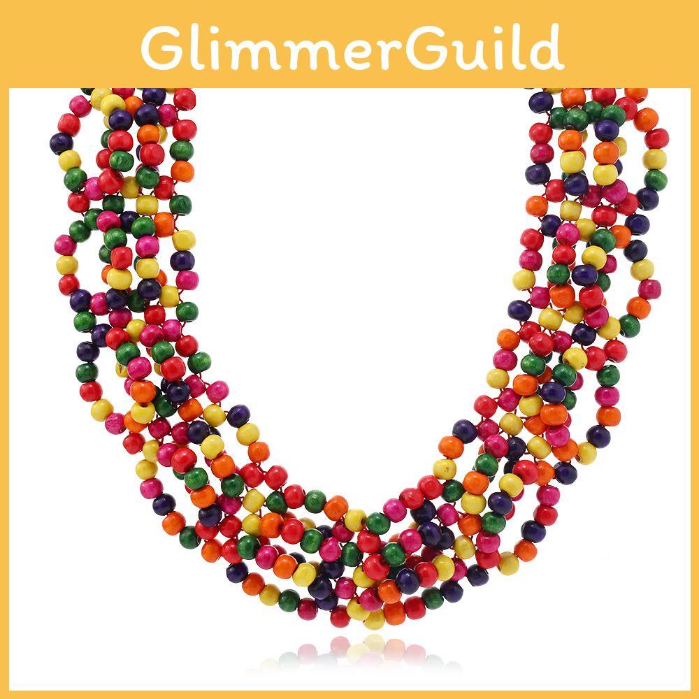 Bohemian Style Layered Wooden Jewelry Set With Geometric Design For Trendy Wear