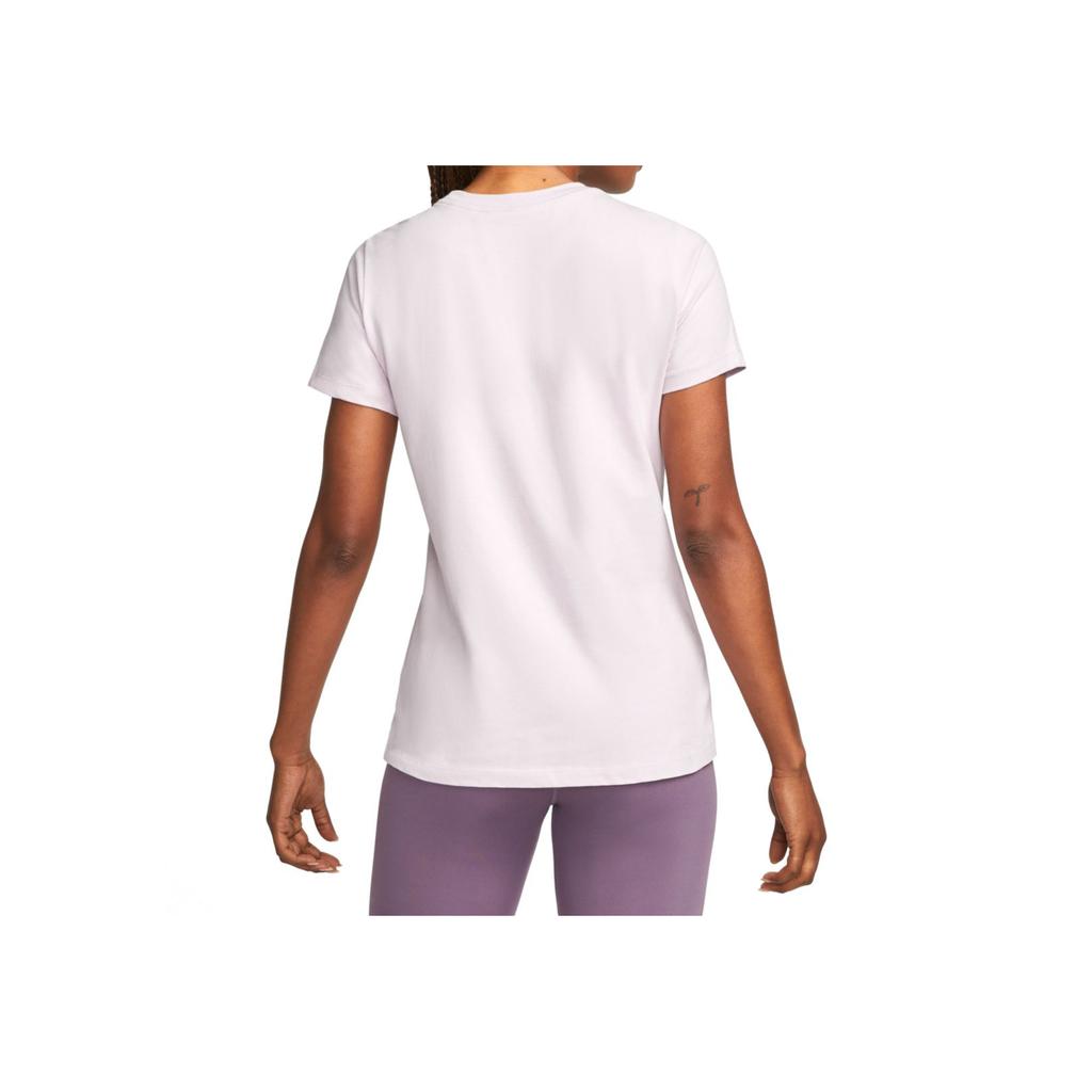 Nike Dri-Fit Letter Print Crew Neck Casual Short Sleeve T-Shirt Women Tops Light-Purple DN6685-530