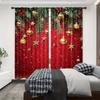 Set Of 2 Christmas Curtains Festive Red Polyester Printed Home Decoration Room Curtain