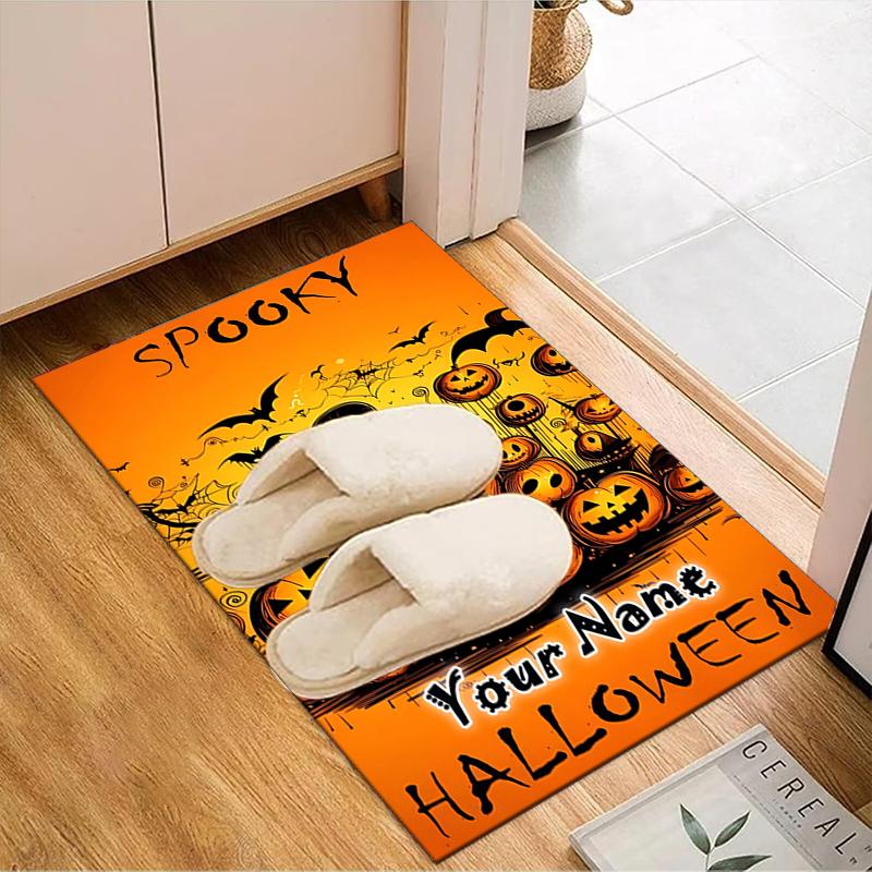 1PC Custom Name Spooky Halloween Night Theme Floor Mat Ideal for Living Room, Game Rooms, Office, Bedroom,Floor Mat Playful Design83