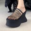 Fashion Mesh Super-high Heels Women Slippers Designer Heeled Shoes Fashion Woman Sandals Summer 2025 Brand Pumps New Chaussures Femme