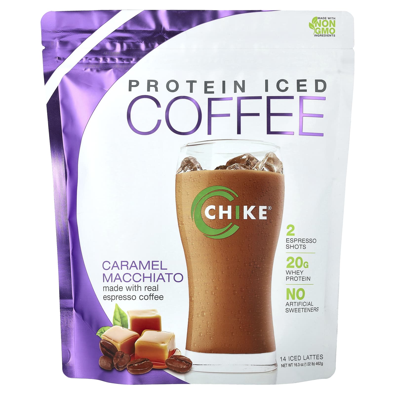 

Chike Nutrition, Протеиновый холодный кофе, карамельный макиато, 16,3 унции (462 г)