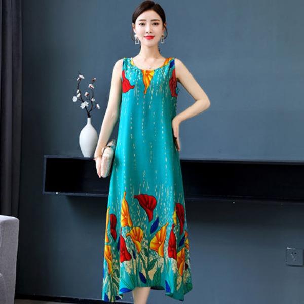 Stijlvolle en comfortabele spaghettibandjes katoenen jurk met bloemenprint voor dames in de zomer