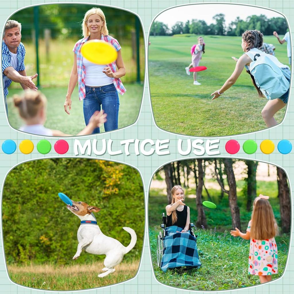 Hiboom Kids Flying Discs 3.4 Inch Mini Classic Flying Disks Bulk Soft Flyer Toy for Outdoor Pets Dog Yard Lawn Games Party Kindergarten Teaching