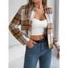 GMXIA Autumn and Winter Casual Plaid Long-sleeved Woolen Jacket Women's Wear
