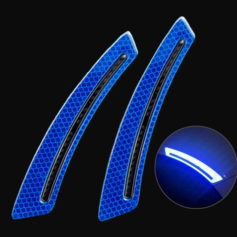 2pcs Car Reflective Stickers Wheel Eyebrow Mudguard Luminous Warning Decals Anti-collision Strips