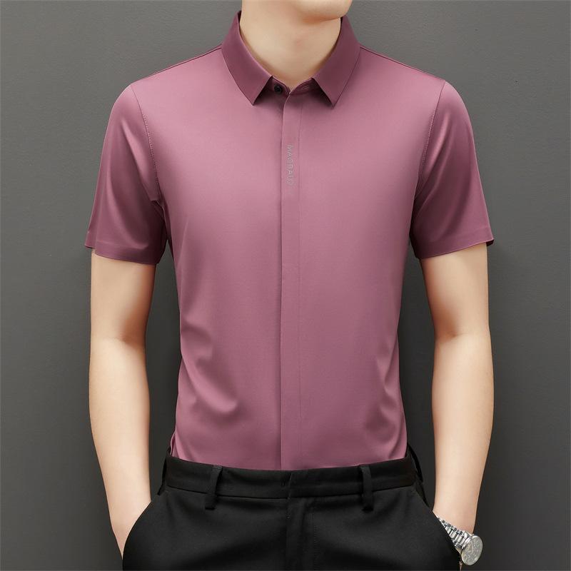 Summer Clothing Summer Casual Men's Short-sleeved Ice Silk Shirt for Young and Middle-aged People Casual Stylish Slim Shirt