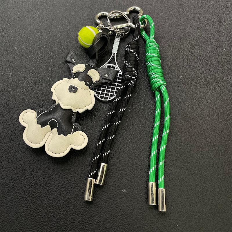 Bag Charm Cute Schnauzer Dog Bag Pendant Creative Nylon Woven Rope Sports Phone Case Hanging Car Decorative
