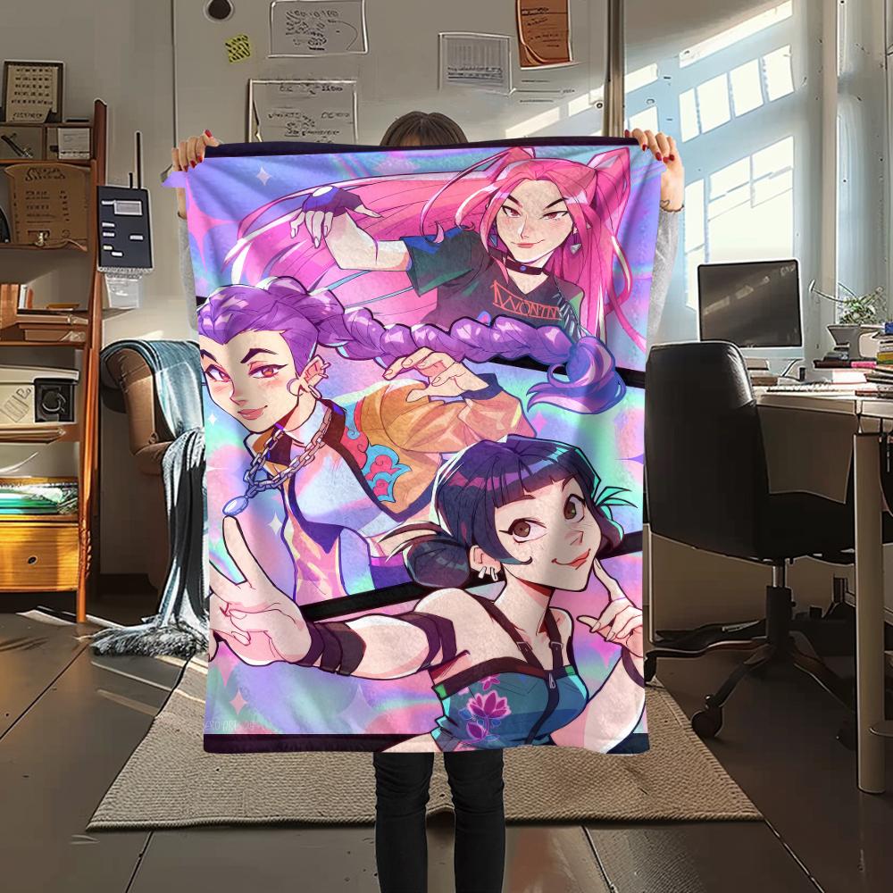 1 Stück Kpop Dämonenjäger Druck Flanelldecke, Hohe Qualität für alle Jahreszeiten, Heimdekoration, Wärme und Komfort, Perfekt für Weihnachtsgeschenke