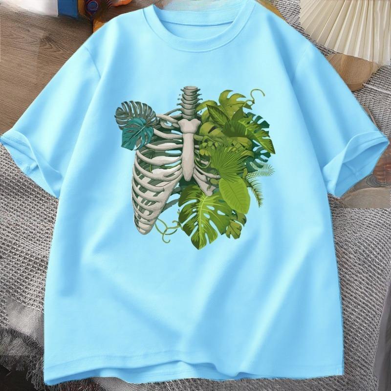 Skeleton Plant Body Tshirt Women Unisex Funny Plant Lover T Shirt Plant Mom Tee Funny Graphic T Shirts Cotton Short Sleeve Clothes