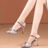 Fashion New 2025 Summer Luxury Designers Women Sandals Fashion Gold Rhinestone Thin High Heel Shoes Ladies Elegant Party Dress Sandalias