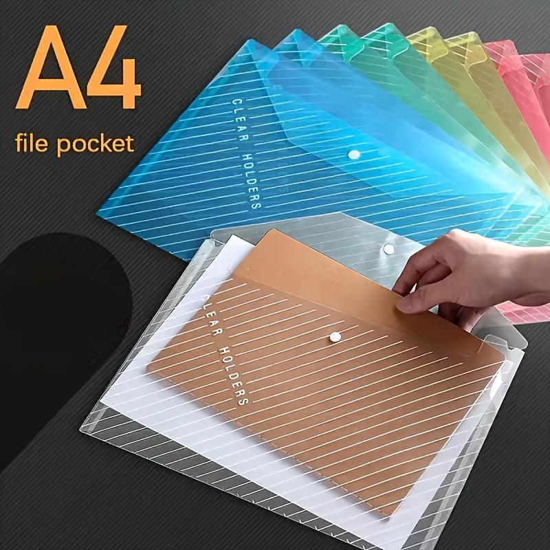 1pcs Durable Colorful A4 Transparent Folder No Deformation PP Envelope with Snaps for School and Office Supplies Organizer