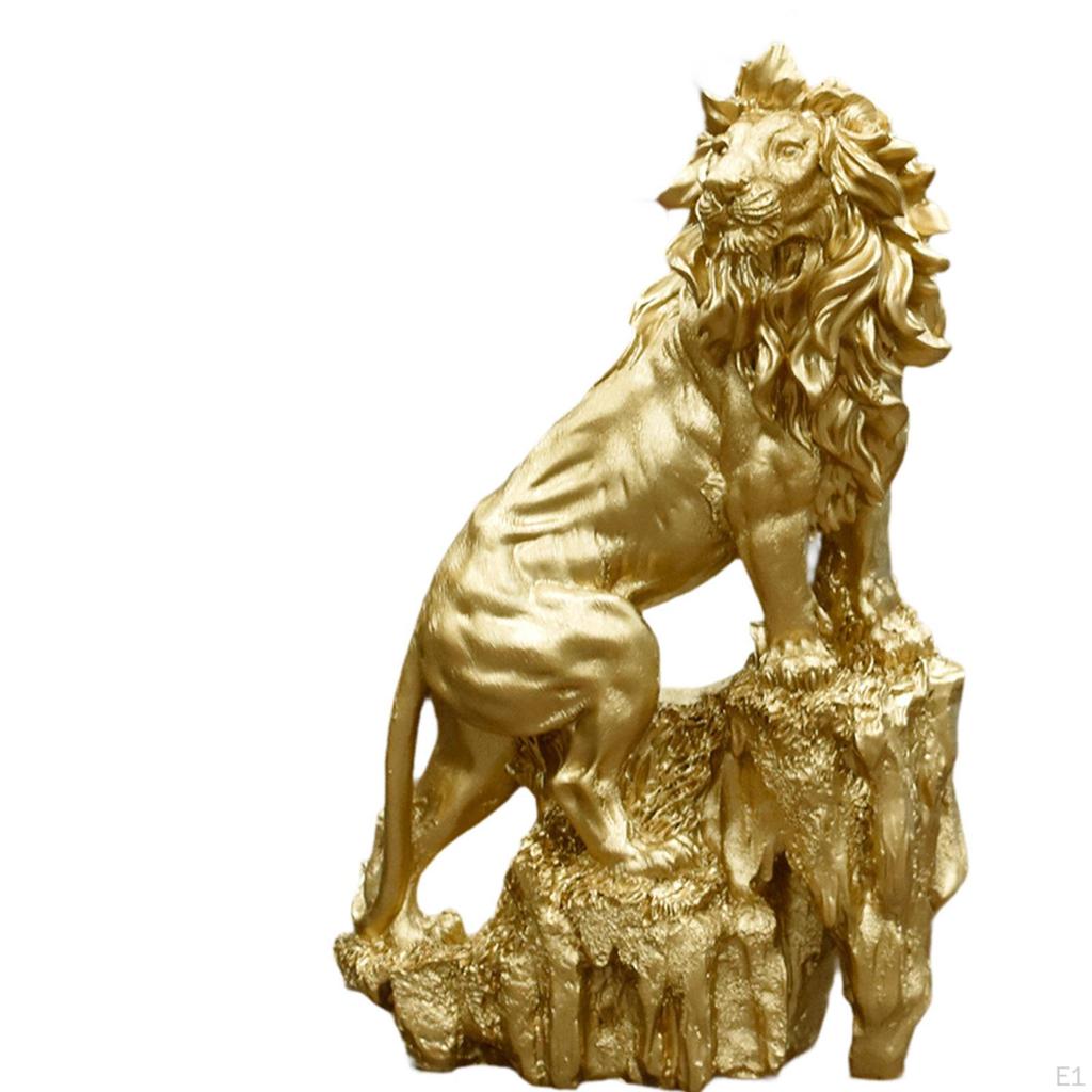 Lion Figurine In Resin, 11.42inch Height, Tabletop Decor for Cafes And