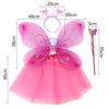 4Pcs/Set Fairy Princess Costume Butterfly Wings Puff Skirt Butterfly Wing Set Headband Fairy Wand Princess Party Costume