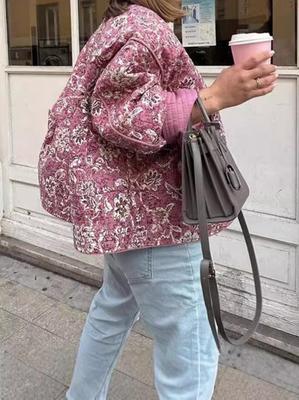 Herfst 2024 Katoenen Ronde Hals Vest: Lange Mouw, Enkele Rij Knopen, Losse Pasvorm, Casual Jas met Print voor Bescherming tegen Kou