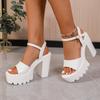Comemore Summer New High-heeled Sandals for Women Leather Thick Sole Buckle Strap Ladies Shoes Platform Sandales Femmes