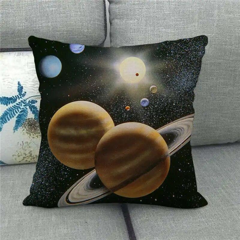 Exquisite Cosmic Pillowcase Colorful Planet  Perfect Gift Bedroom Living Room Sofa Boys  Square