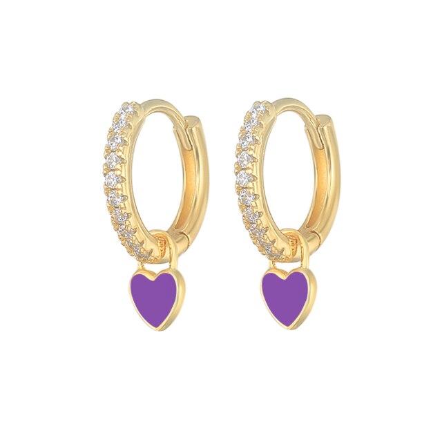 925 Silver Huggie Heart Hoop Earrings for Women Geometric Love Earring Crystals Zircon Piercing Silver Jewelry Girls