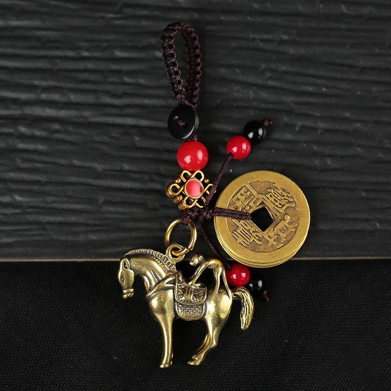 2026 Year Of Chinese Zodiac Horse Lucky Pendant Keychain Copper Feng Shui Wealth Key Ring Women Men Bag Charm Jewelry Gift