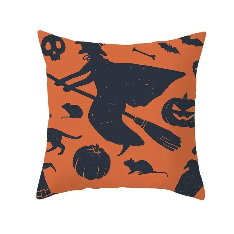 

Boo Trick or Treat Halloween Decor Pillow Cover x Inches Cushion Cover Ghost Cobweb Printed Orange Pillowcase Ornament 30x30cm бежевый