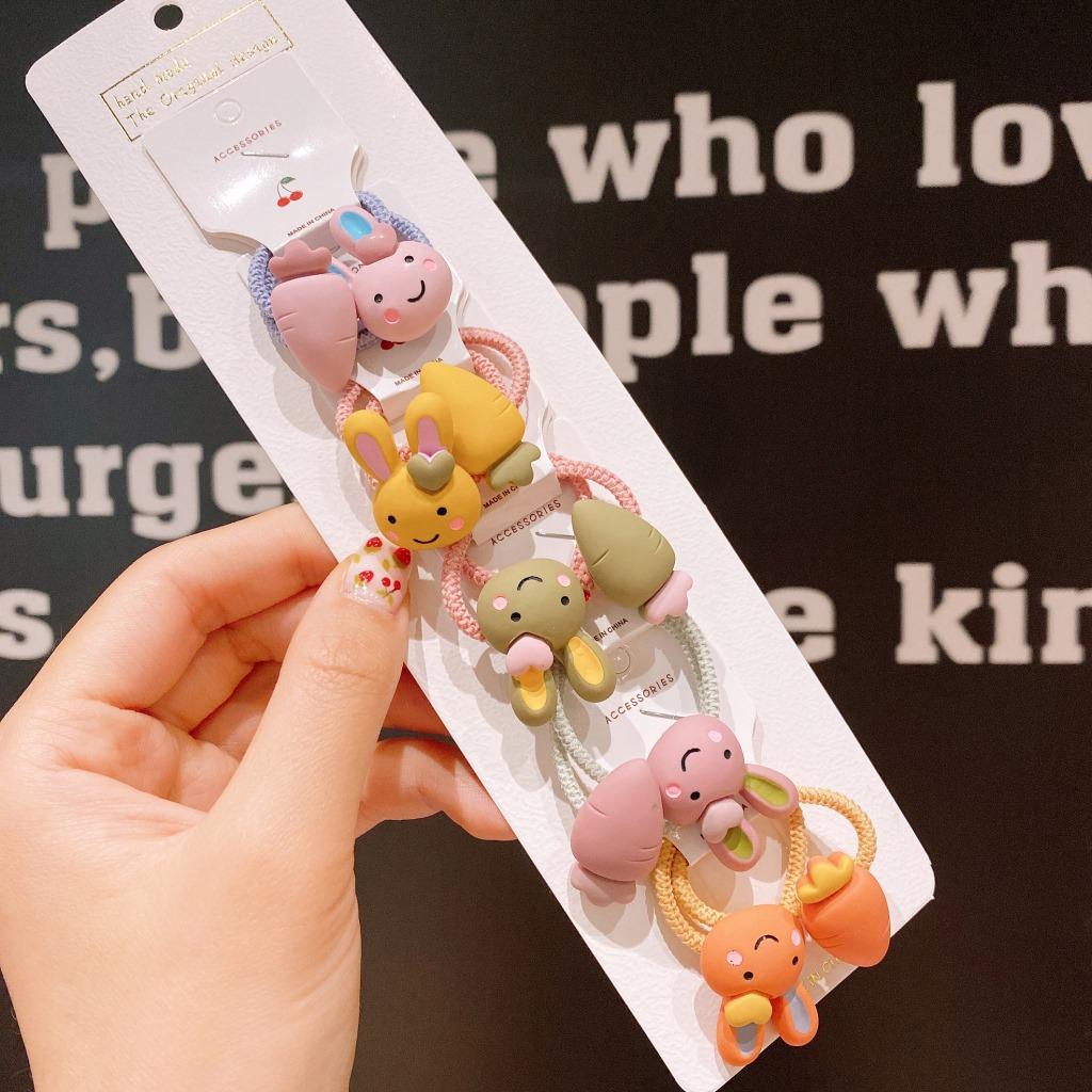 Cartoon Animal Flowers Princess Scrunchie Children Girls Kids Elastic Hair Rubber Bands Accessories Tie Hair Ring Rope Headdress