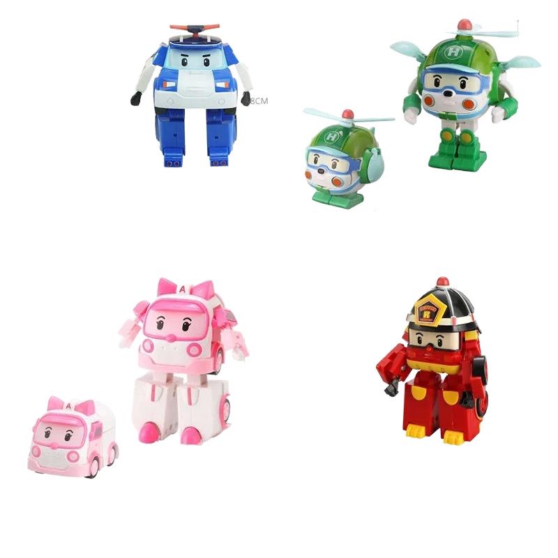 Transformable Robo-Toy Set: Sheriff, Fire Truck, Police, and Firefighter Cars