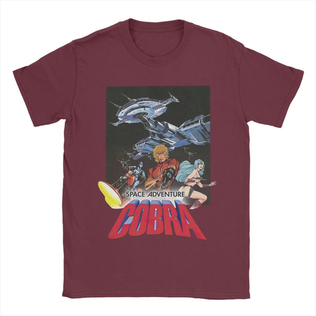 Men T-Shirt Cobra Space Pirate Anime Hipster Pure Cotton Tees Short Sleeve T Shirt Round Neck Tops 4XL