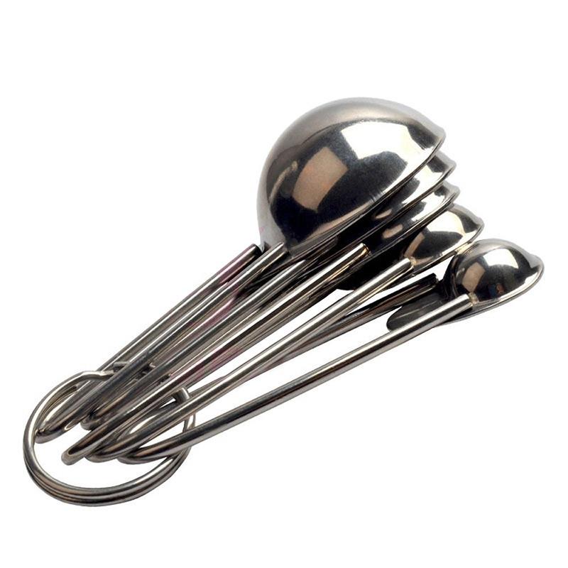 5 Pcs Kitchen Metal Measuring Spoon Cup Tea Coffee Sugar Cooking Baking Scoop Set
