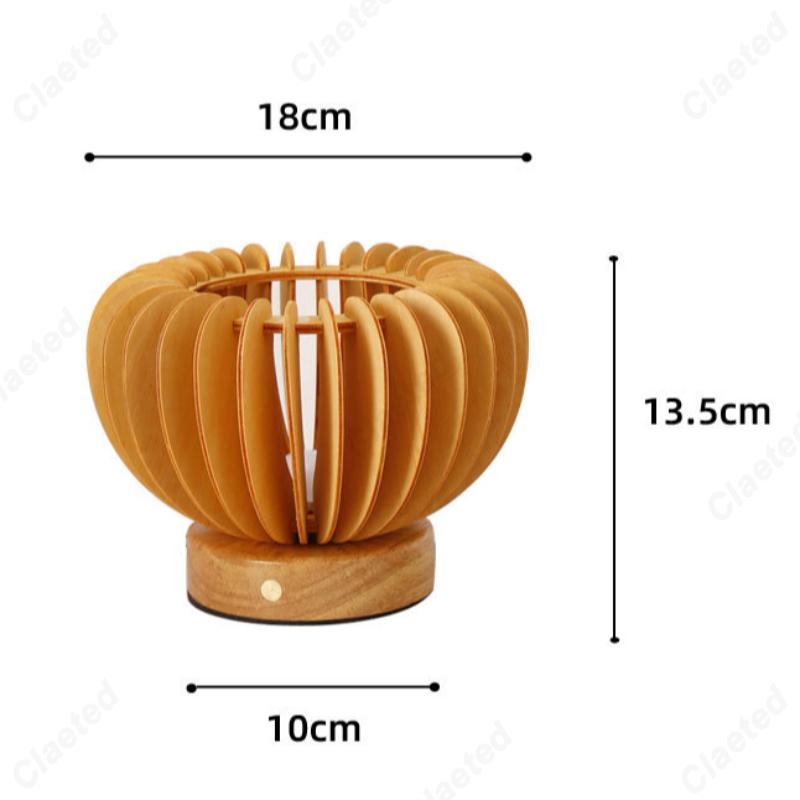 Retro and Minimalist LED Pumpkin Night Light Wooden Homestay Study Room Bedroom Charging Touch Atmosphere Night Light