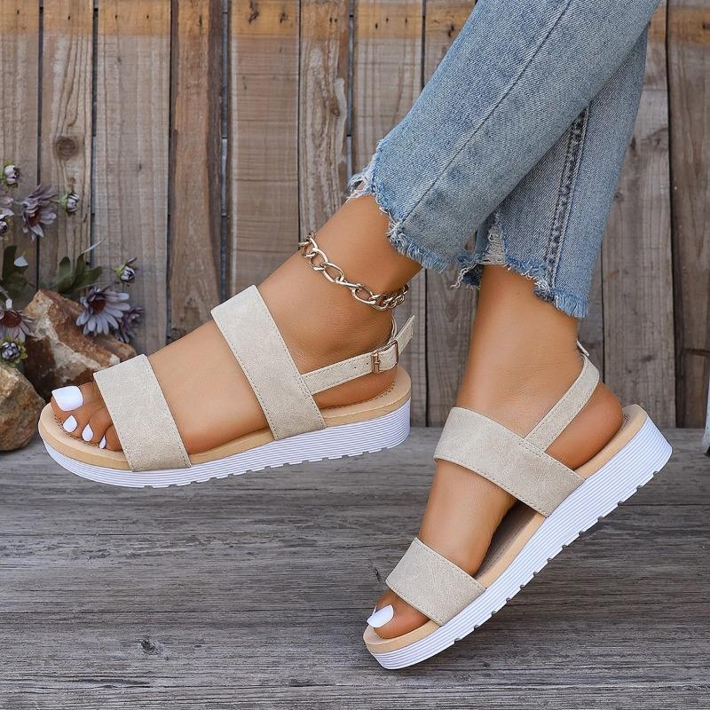 Fashion Fashion Casual Sandals Women's Summer Platform Flat Heel Fish Mouth Soft Sole Non-slip Plus Size Versatile Flats