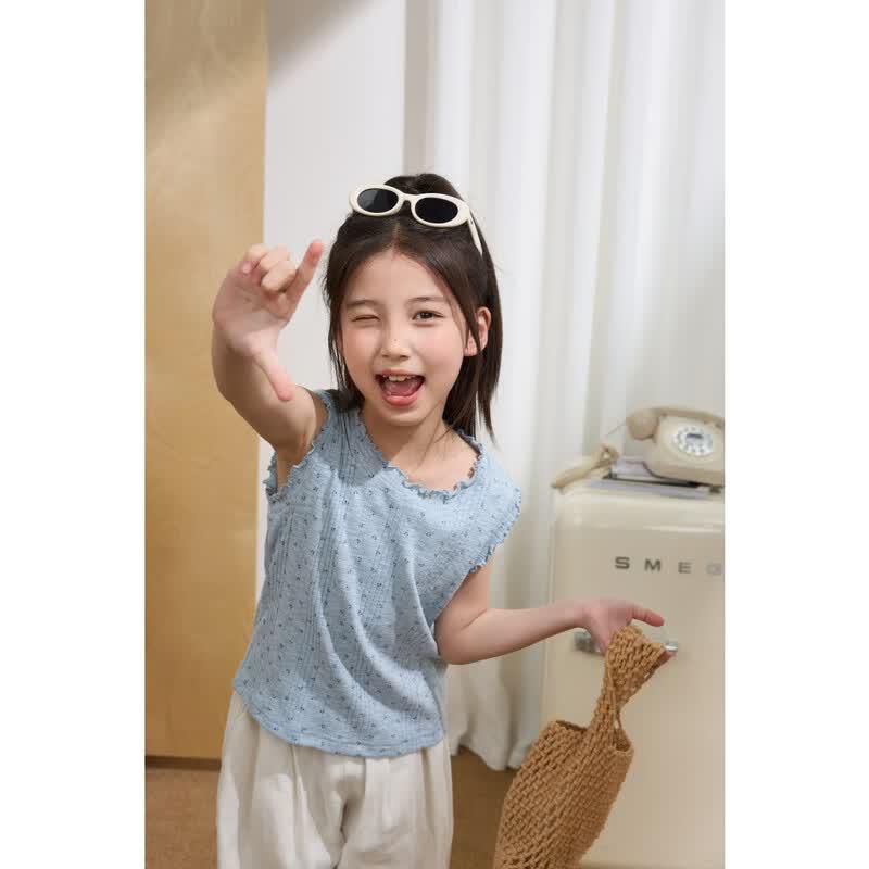 Girls' Ribbed Ruffle Trim Tank Top