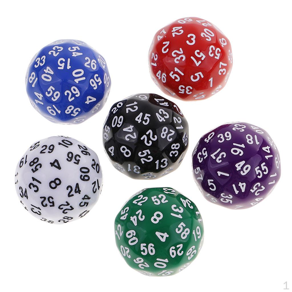 6pcs 60 Sided D60 Polyhedral S -60 for Dungeon & RPG Board Game Supplies