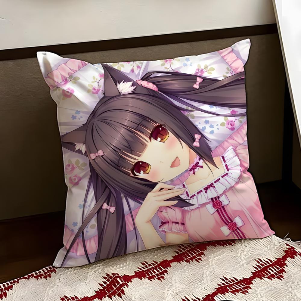 Anime NNekopara Cushion Cover Reversible Soft Durable Pillow Cover Home  Car MultiScene Use for Daily Comfort