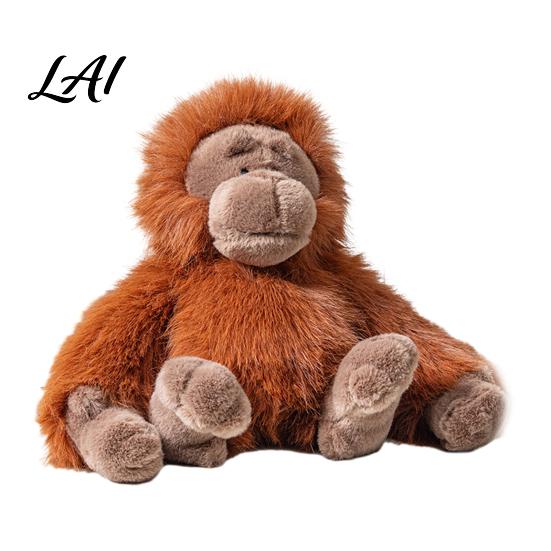 Comfortable Companion Gift Plush Gorilla Doll Realistic Stuffed Animal Toy for Kids Soft Fluffy Huggable Doll Orangutan Plushie with Thick Long Fur,