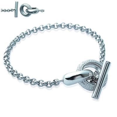 [Q4158] - Silver 'Goddess' Silver Bracelet (rhodium-plated) - 18 Cm - 16 Mm Rings