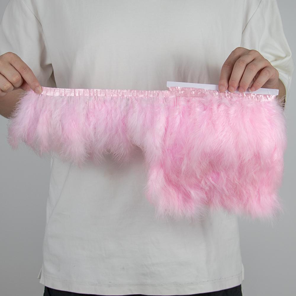 1Meters Turkey Feather Trim Fringe 10-15CM Marabou Feathers Ribbon White Black Feather On Tape Sewing Trimmings Clothes Dress