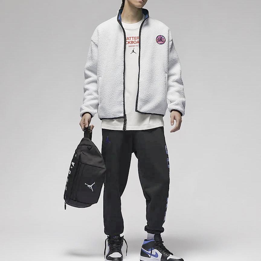 Jordan Fearless Logo Stand Collar Zip-Up Fleece Jacket Men Jackets Light-Silver-Grey FV4017-029