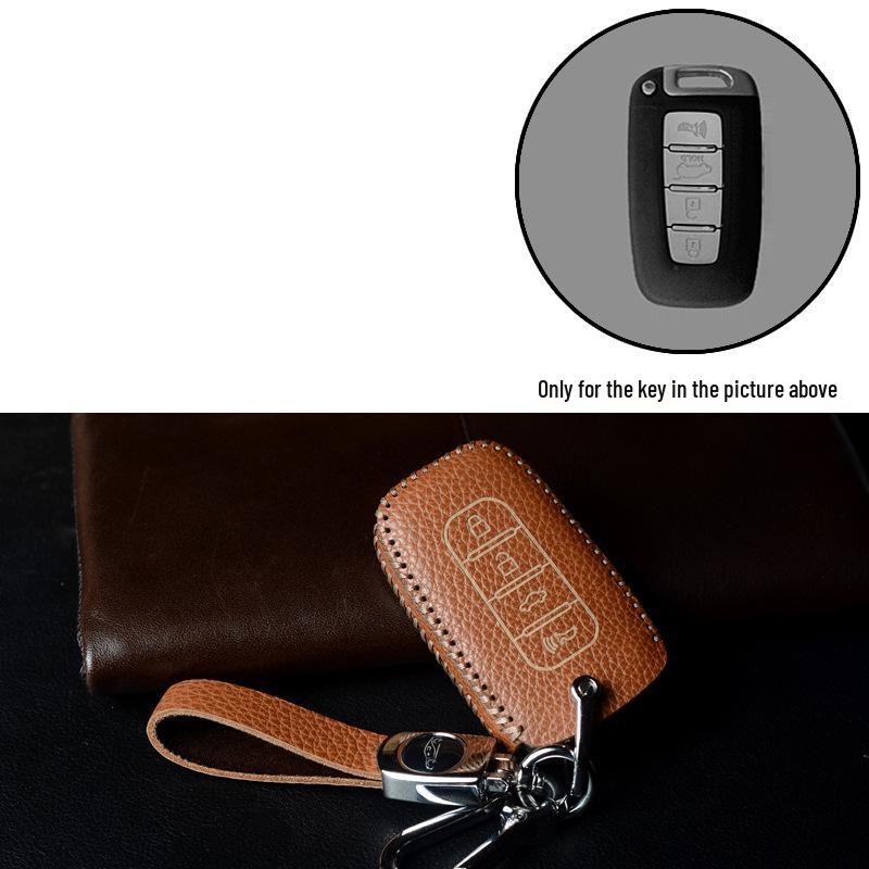 Hyundai Smart Key Cowhide Lanyard Case for Sonata, IX35, Tucson, Elantra, Yuedong, Santa Fe