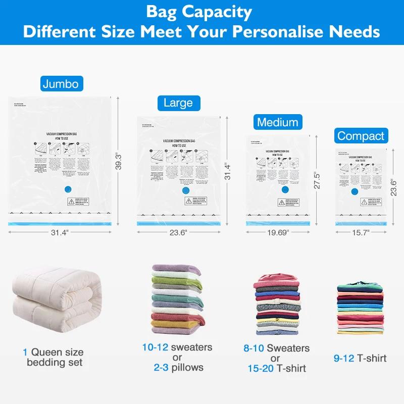 Vacuum Storage Bags with Electric Air Pump Space Saver Home Organizer Vacuum Seal Storage Bags Clothes Blanket Travel Bedding