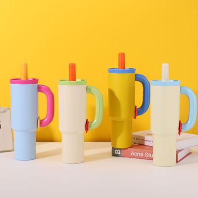 Large Capacity Fashion Straw Cup: 304 Stainless Steel Insulated Handle for Convenient Outdoor and Car Use