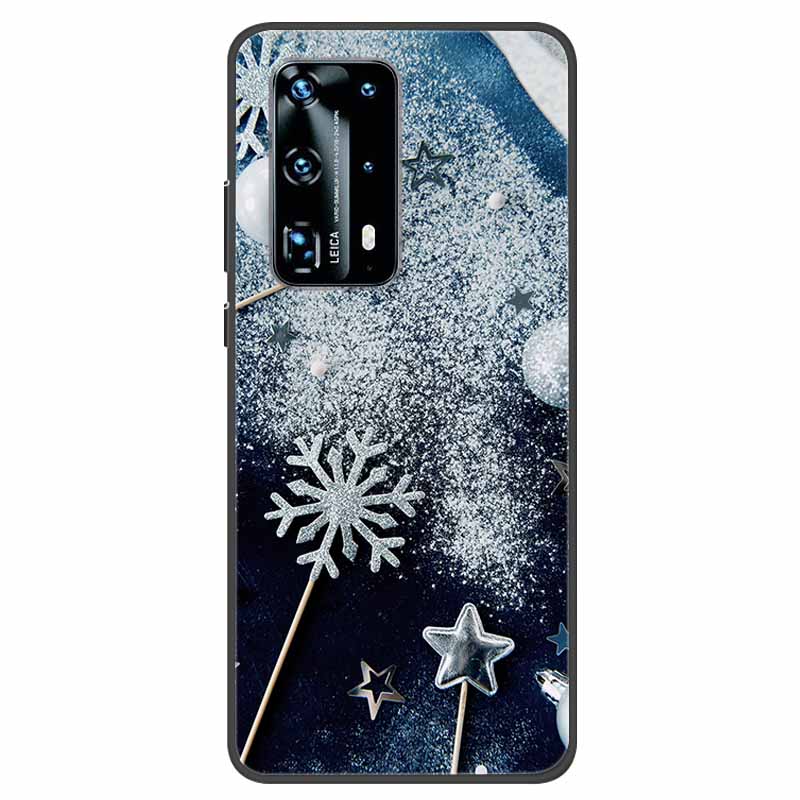 Christmas Phone Cases For Huawei P40 P20 Pro P40 P20 Lite P40 P20Case Black Silicone TPU Soft Cover Santa Claus TPU Bumper Funda