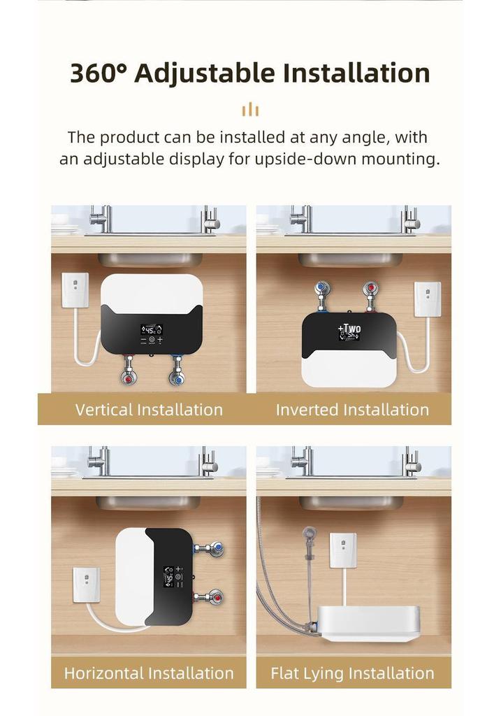 Smart 5500W 220V Instant Electric Water Heater for Under-Counter Kitchen Use